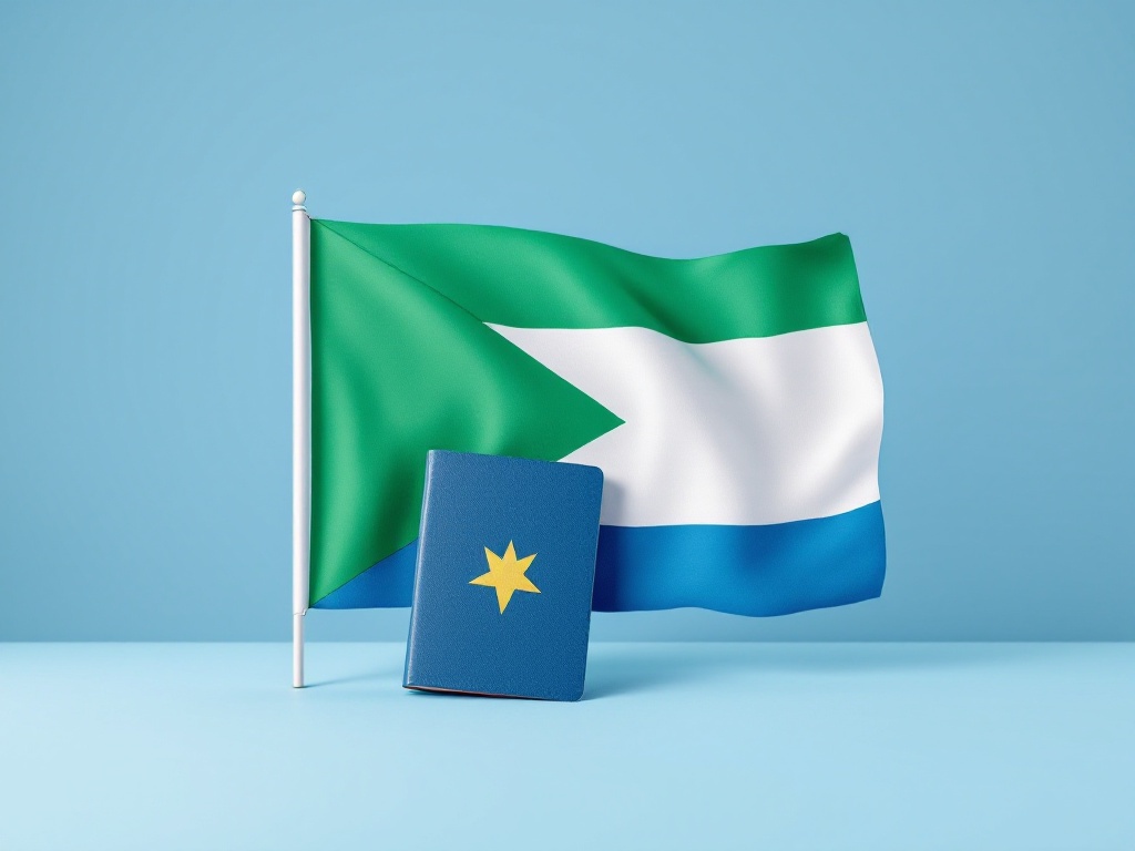 Djibouti flag with passport icon
