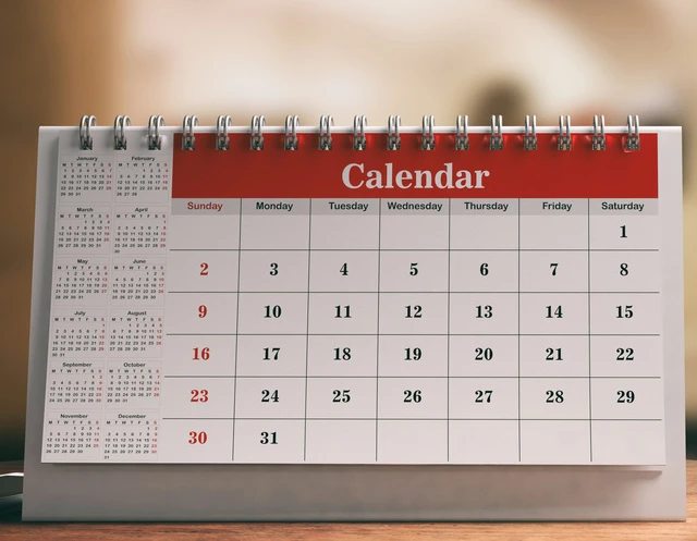 Calendar showing a 90-day period